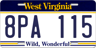 WV license plate 8PA115