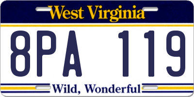 WV license plate 8PA119
