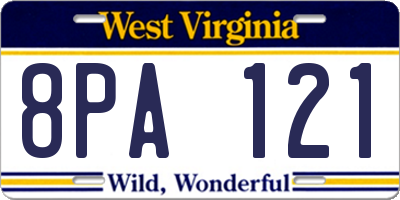 WV license plate 8PA121