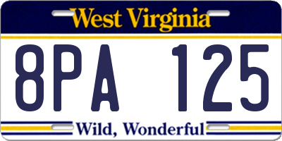 WV license plate 8PA125