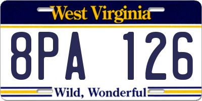 WV license plate 8PA126