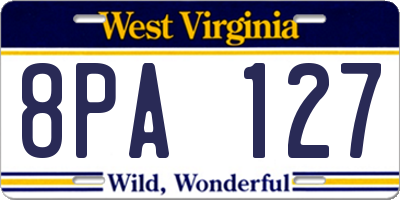 WV license plate 8PA127
