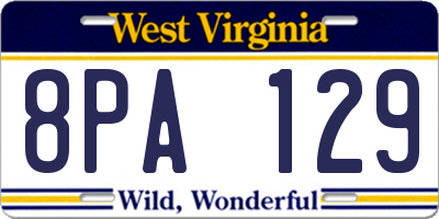WV license plate 8PA129