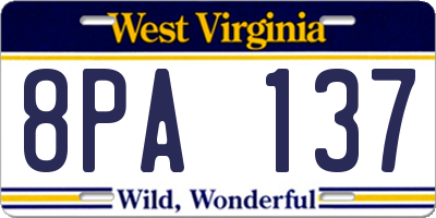 WV license plate 8PA137