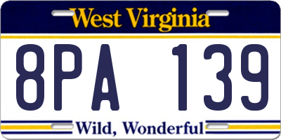 WV license plate 8PA139