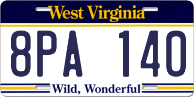 WV license plate 8PA140