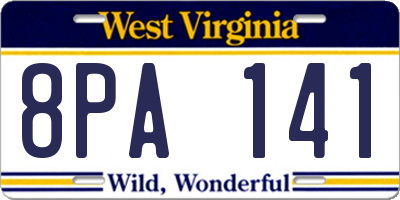 WV license plate 8PA141