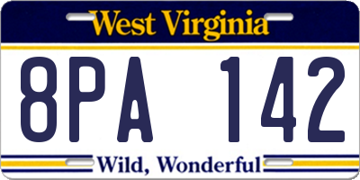 WV license plate 8PA142