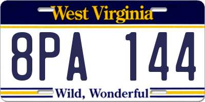 WV license plate 8PA144