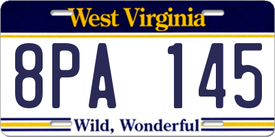 WV license plate 8PA145