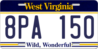 WV license plate 8PA150