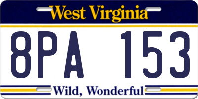 WV license plate 8PA153