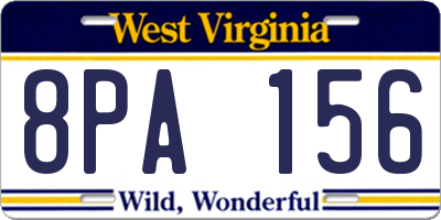 WV license plate 8PA156