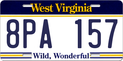 WV license plate 8PA157