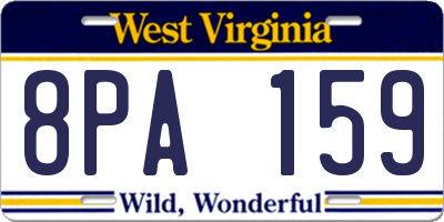WV license plate 8PA159