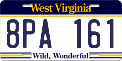 WV license plate 8PA161
