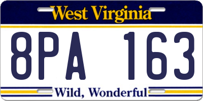 WV license plate 8PA163