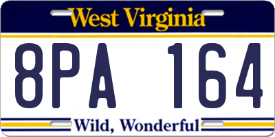 WV license plate 8PA164