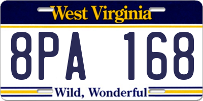 WV license plate 8PA168