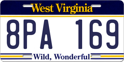 WV license plate 8PA169