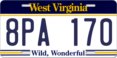WV license plate 8PA170