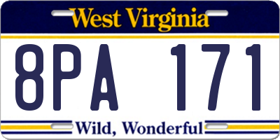 WV license plate 8PA171