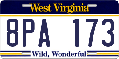 WV license plate 8PA173
