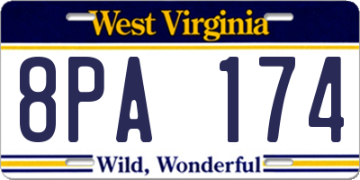 WV license plate 8PA174