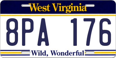 WV license plate 8PA176