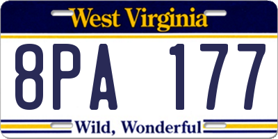 WV license plate 8PA177