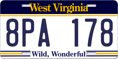 WV license plate 8PA178