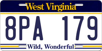 WV license plate 8PA179