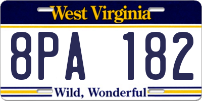 WV license plate 8PA182