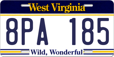 WV license plate 8PA185