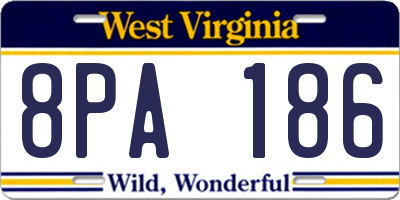WV license plate 8PA186