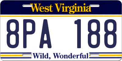 WV license plate 8PA188