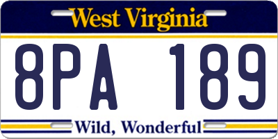 WV license plate 8PA189