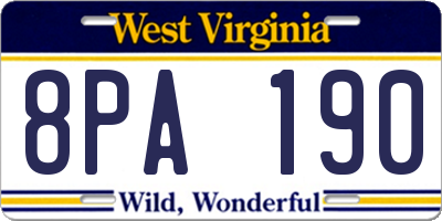WV license plate 8PA190