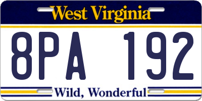 WV license plate 8PA192