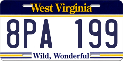 WV license plate 8PA199