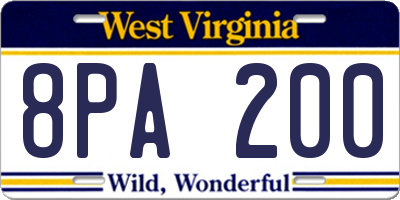 WV license plate 8PA200