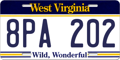 WV license plate 8PA202