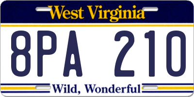 WV license plate 8PA210
