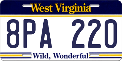 WV license plate 8PA220