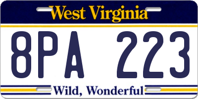 WV license plate 8PA223