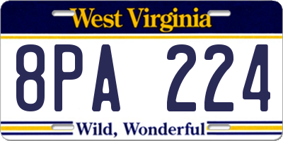 WV license plate 8PA224