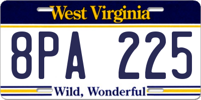 WV license plate 8PA225