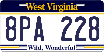 WV license plate 8PA228