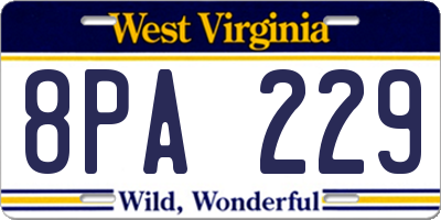 WV license plate 8PA229