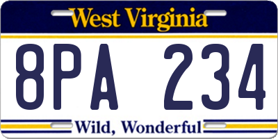 WV license plate 8PA234